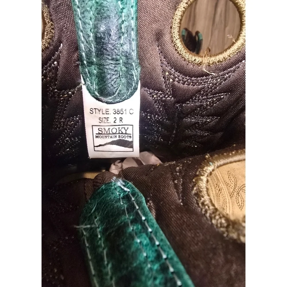Smoky Children’s Jesse Brown Distress and Turquoise Leather Western Cowboy Boots